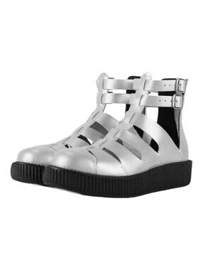 TUK silver gladiator leather creeper goth shoe sandals 10
